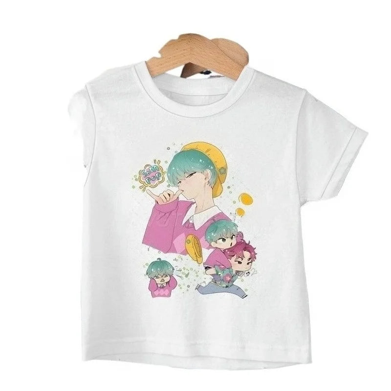 2025 KPop Demon Hunters Girl Boys T-shirt Tops New Fashion Casual Kids T-shirt Short Sleeve Kids Soda Pop Cartoon Harajuku Tee