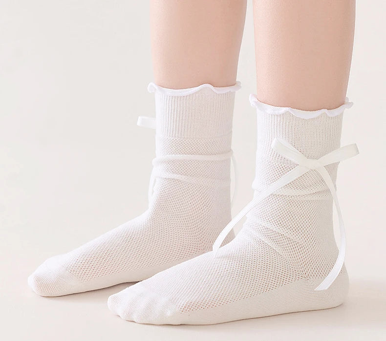 3/6 Pairs Girls Socks White Princess Lace Socks Kids Girl Breathable Children Socks Comfortable Mid Tube Socks For Girls