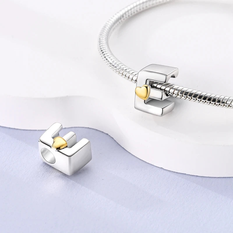 925 Sterling Silver DIY Alphabet Charms Beads LOVE Heart Letter Fit Original Bracelet Bangle Necklace Jewelry Marking Gift