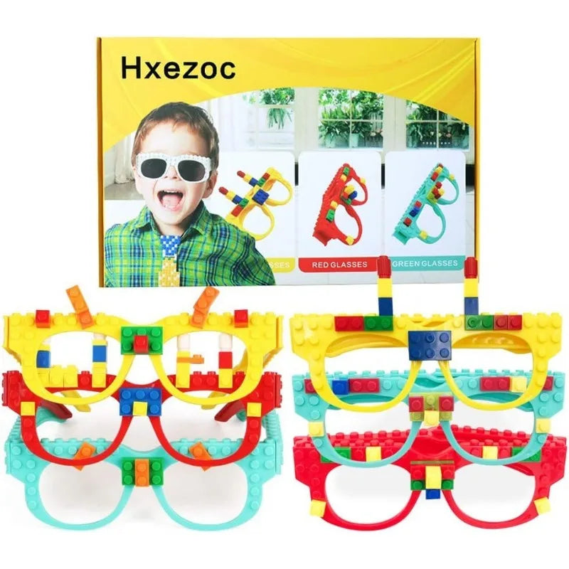 DIY Building Bricks Glasses Building Blocks Games for Kids Creative Building Block Birthday Party Favors, Carnival Party Games