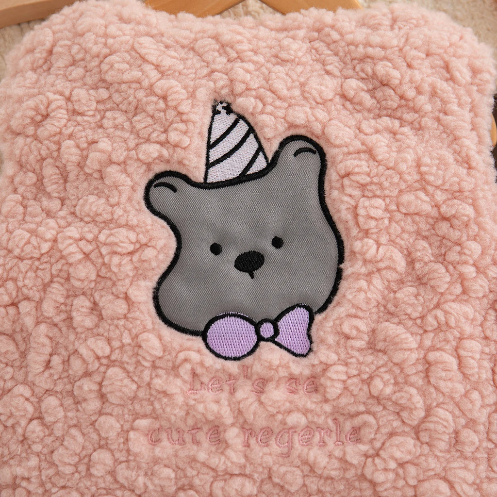 Autumn And Winter New Cute Cartoon Baby Girl Vest Coat, Thick And Warm Children'S Clothing For Babies Aged 9 Months To 4 Years