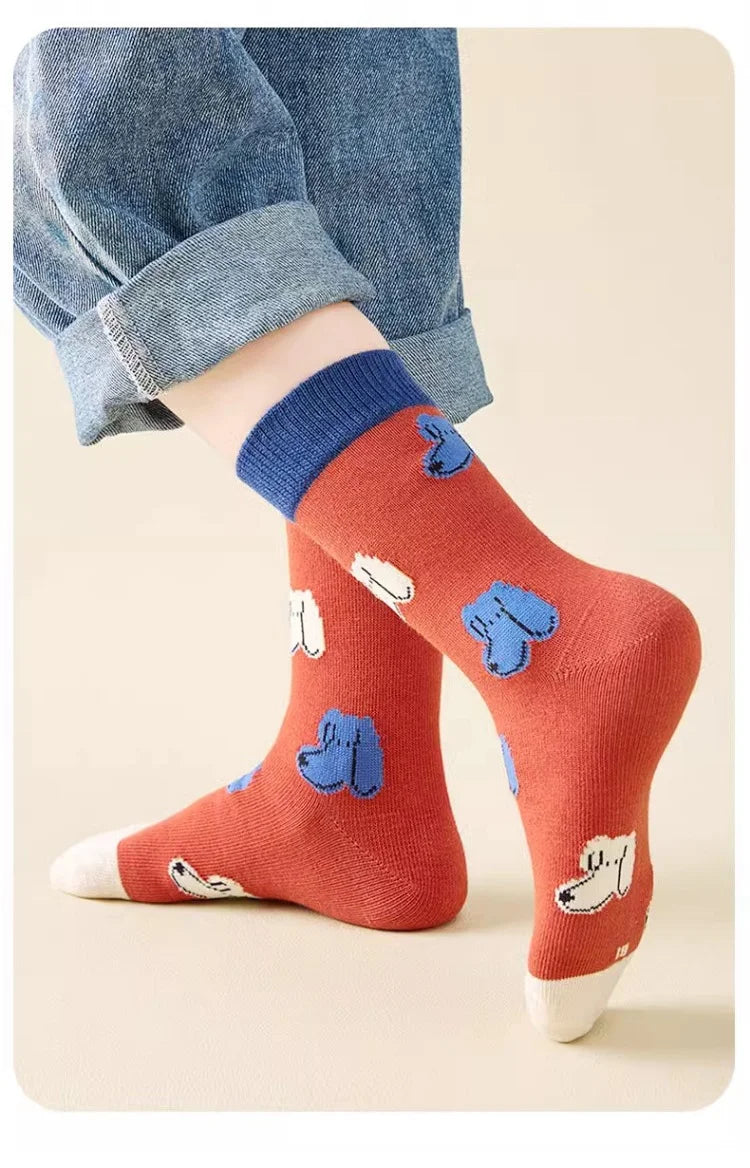Baby Socks Children Autumn 5 Pairs New Cotton Socks Kids Sock 1-14T Boys Funny Puppy Pattern Socks