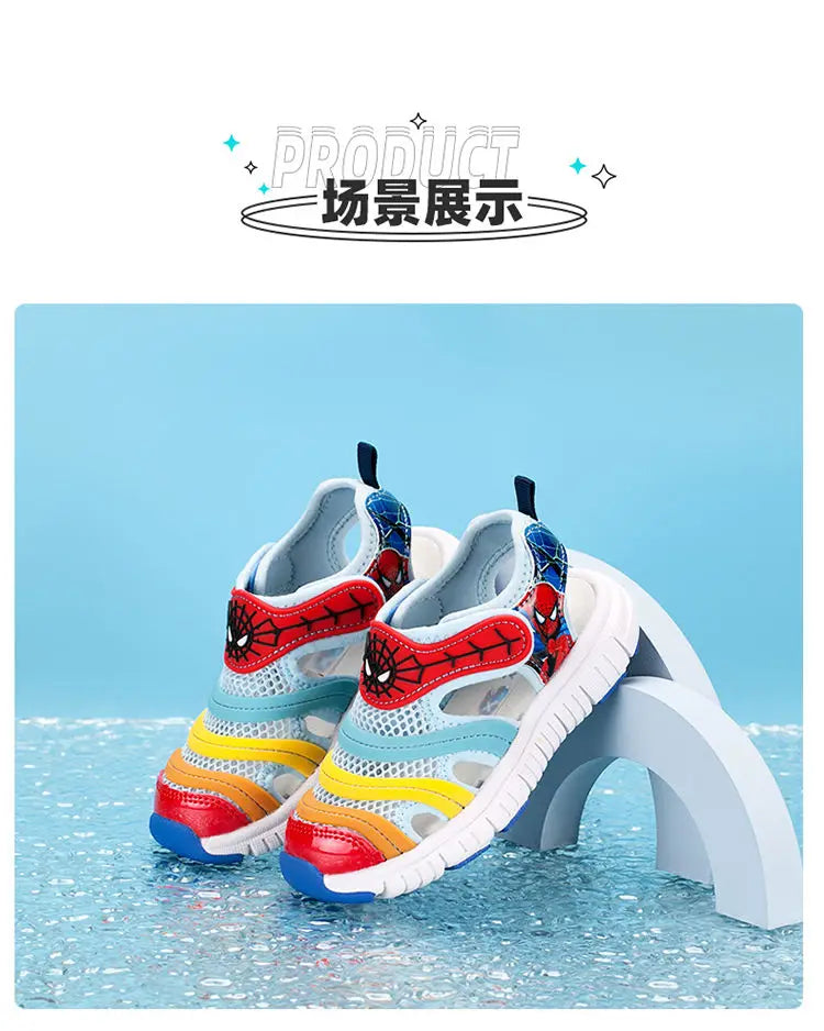 Disney Cartoon Girls' LED Sandals Summer Breathable Children's Sports Beach Girls' Soft Shining Shoes Size 24-35