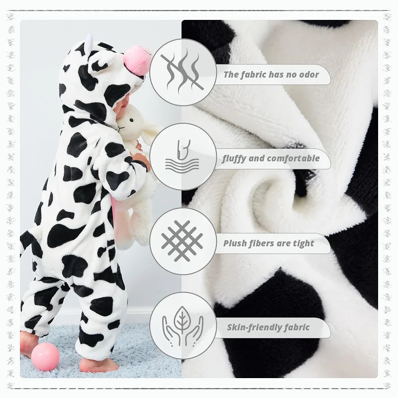 MICHLEY Halloween Costume Infant Baby Clothes Rompers Winter Flannel Hooded Bodysuits Pajamas Animals Overall Jumpsuit For Bebe