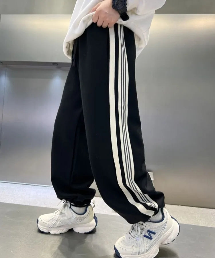 2025 New Release Boys' Wide-Leg Pants - Breathable Sporty Straight Leg for Boys 120-170cm, Spring Autumn Streetwear Casual Wear