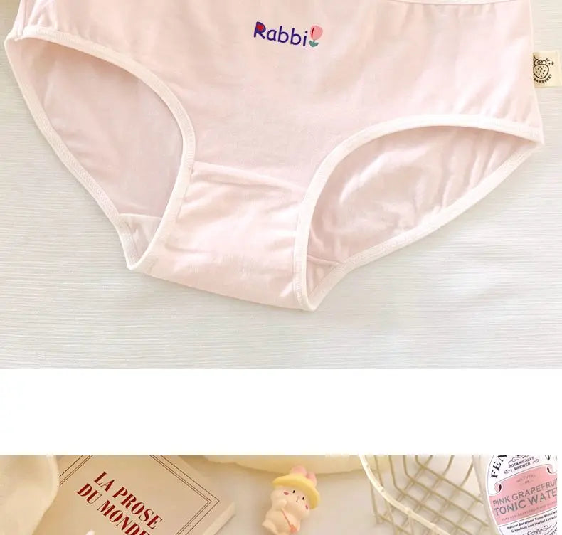 5PCS Kid Cotton Cartoon Antibacterial Panties Girls Thin Breathable Soft Briefs 3+y Young Child Underwears Toddler Cute Knickers