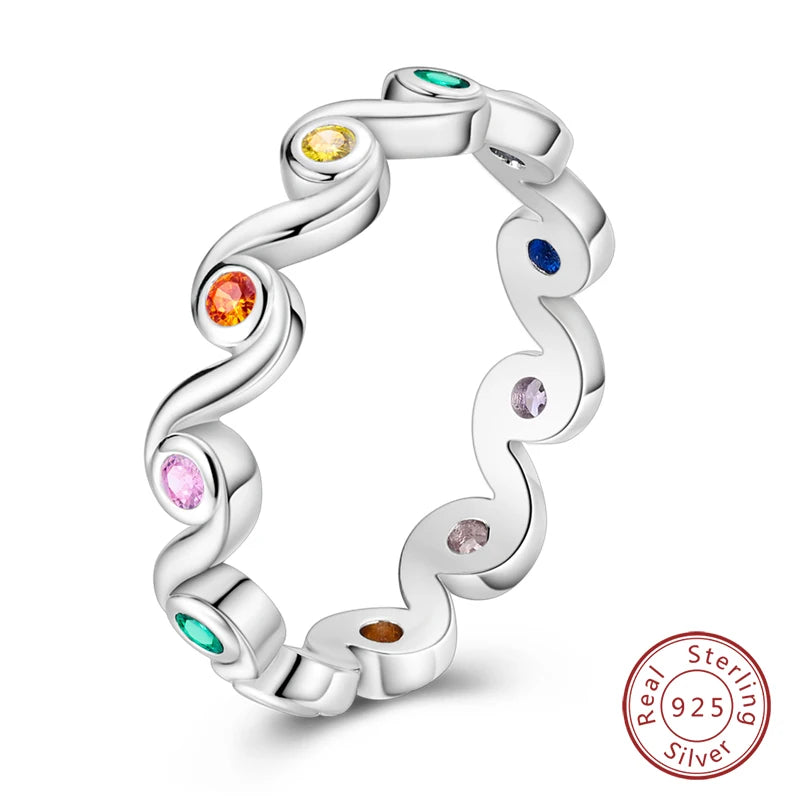 New Rings For Women 100% 925 Sterling Silver Star Moon Colorful Zircon Rings Fine Wedding Engagement Birthday Jewelry Gifts