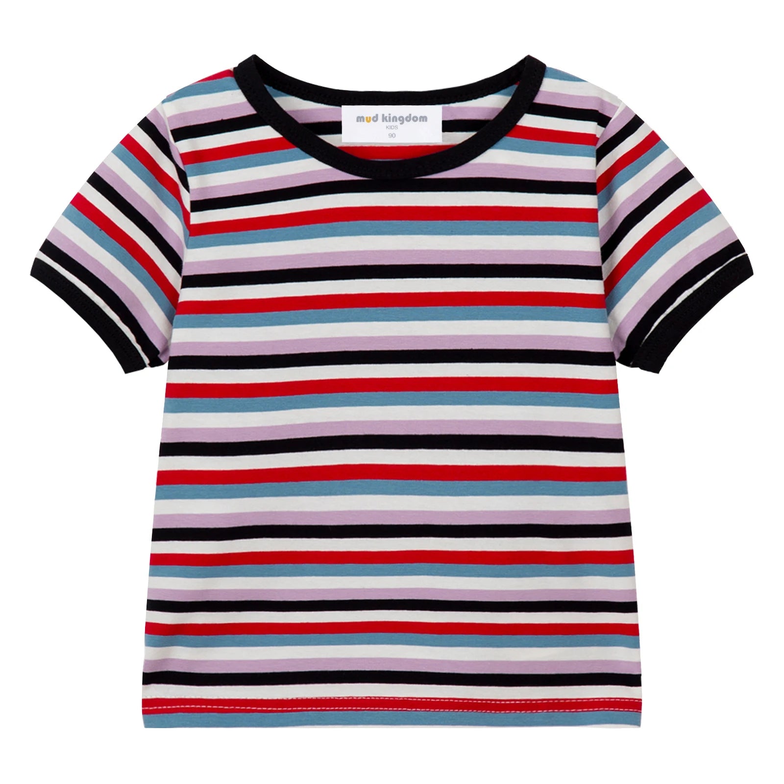 Mudkingdom Boys Girls T-Shirt Colorful Rainbow Unisex Shirt Striped Summer Boys Tops Kids Clothes Girls Tees Children Tank Tops