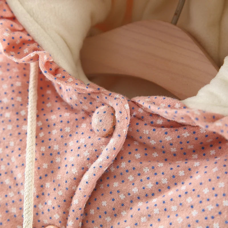 Girl's New Winter Thickened Cotton Coat Hooded Long Ears Warm Windproof Cotton Coat Jacket 9 Months-3 Year Old Cartoon Clothing