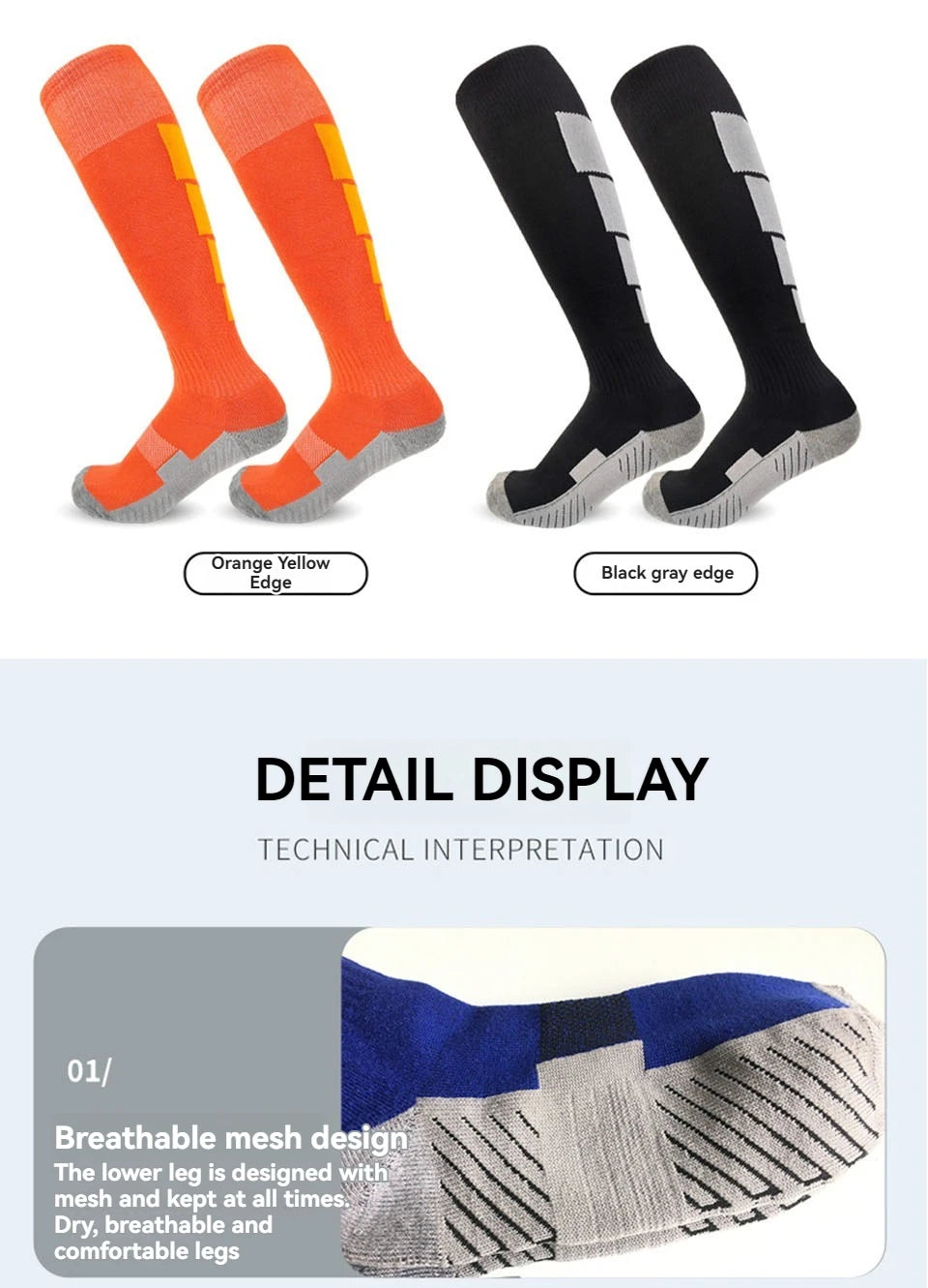 Loogdeel 1 Pair Soccer Socks, Sport Knee High Socks Calf Compression Athletic Socks for Kids Adults Running&Training Football