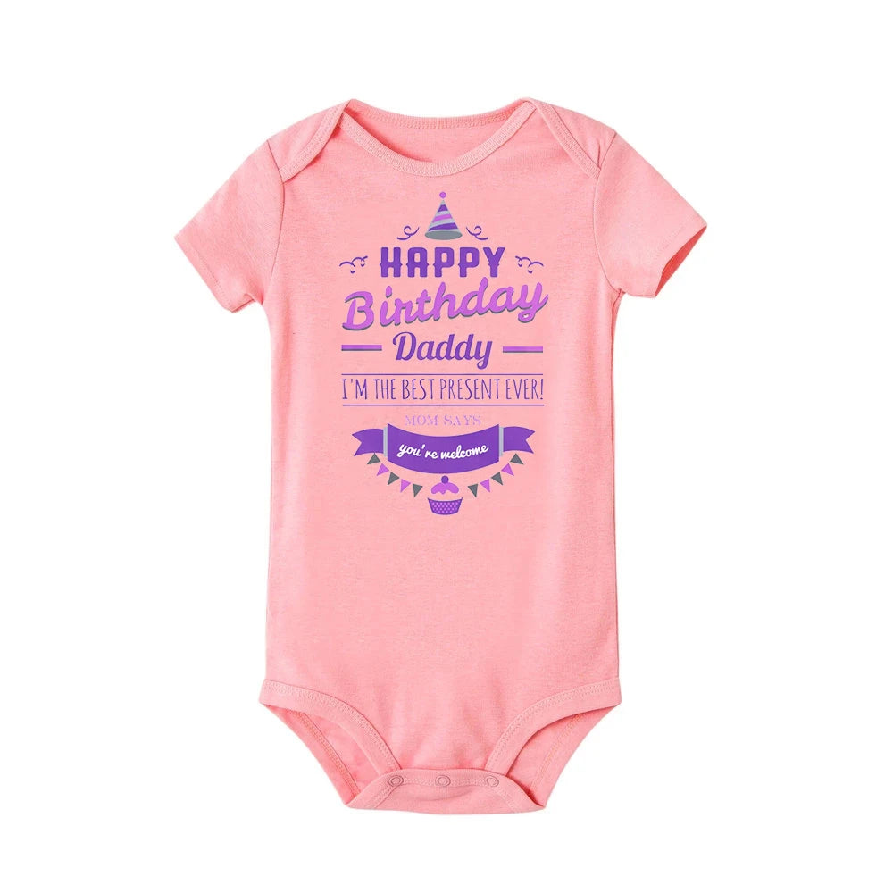 Happy Birthday Daddy Newborn Baby Bodysuit Gender Neutral Baby Stuff Infant Clothes Twins Outfit Romper Father Birthday Present
