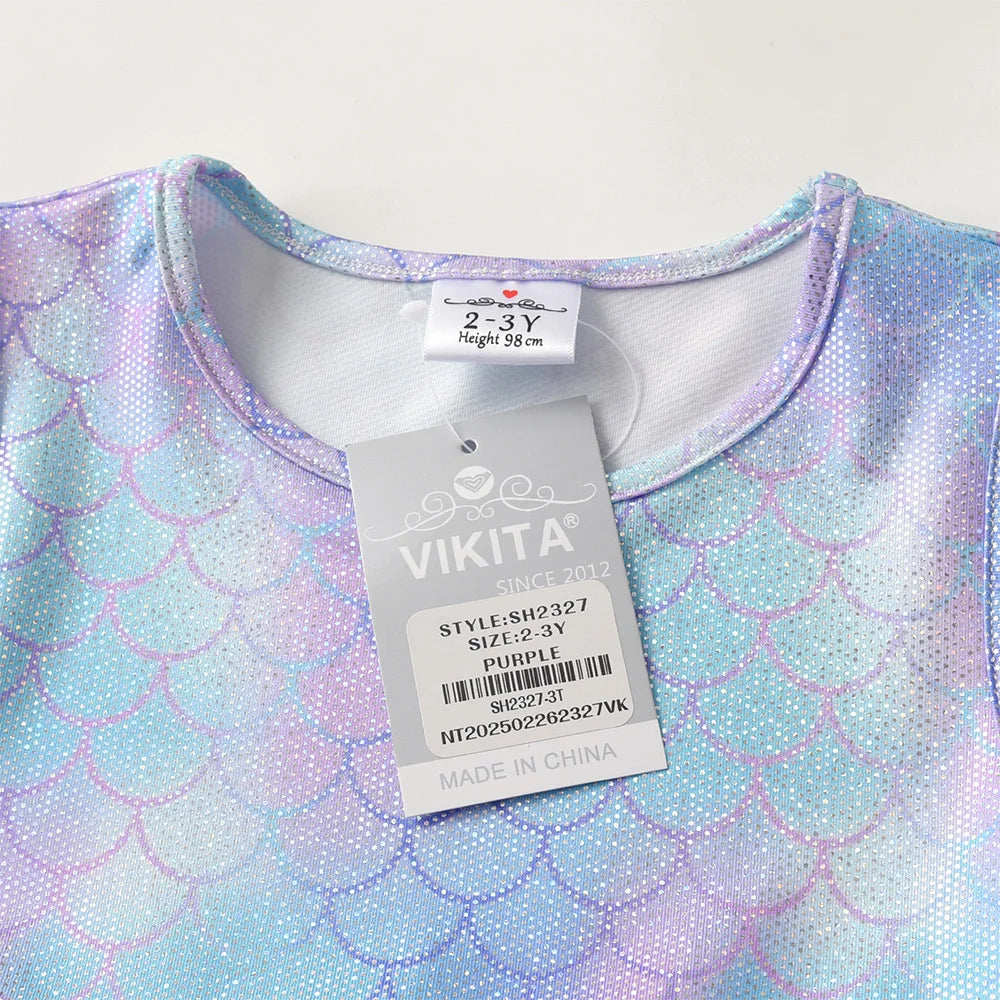 VIKITA Girls Fancy Fashion Dress Kids Summer Sleeveless Gradient Vestidos Girls Mesh Birthday Party Princess Tutu Cake Dress