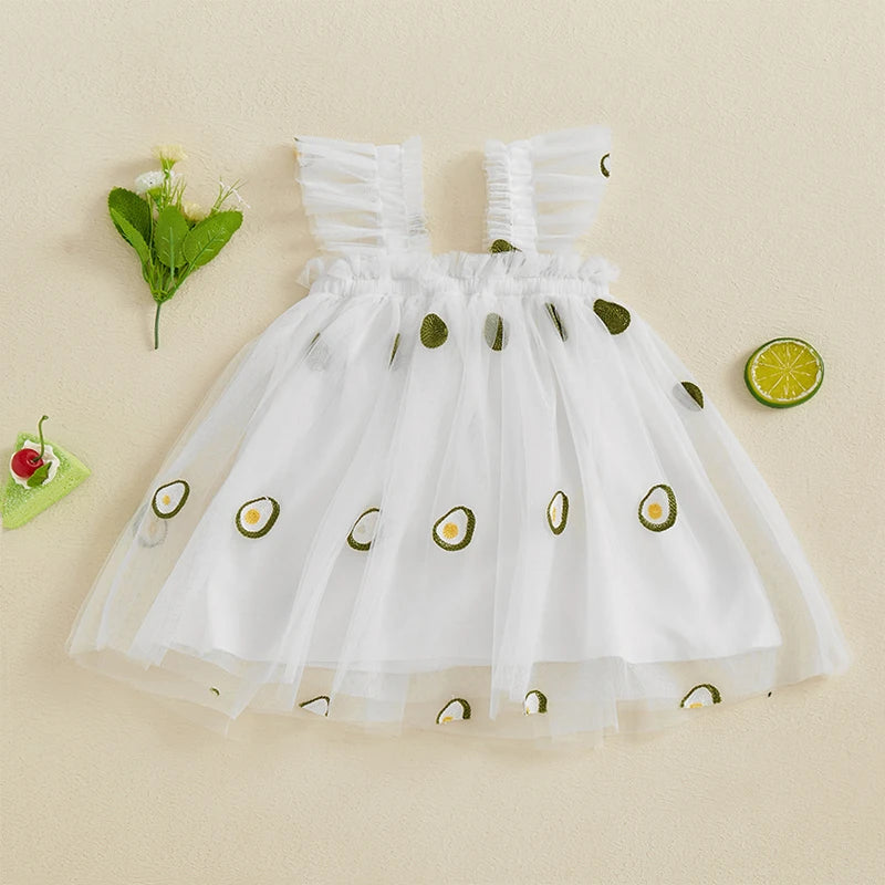 Toddler Girl Floral Lace Dress Sleeveless Round Neck Princess Party Dress with Bow Detail and Tulle Skirt