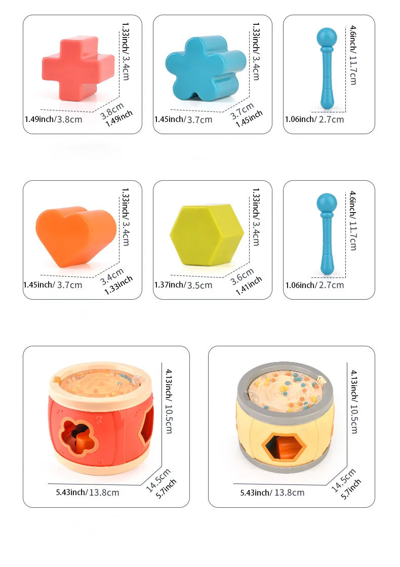 Baby Drum Colorful Rolling Drum Musical Instrument Toy For Toddlers Preschool Educational Toy Rhythm Sound Music Learning Gift