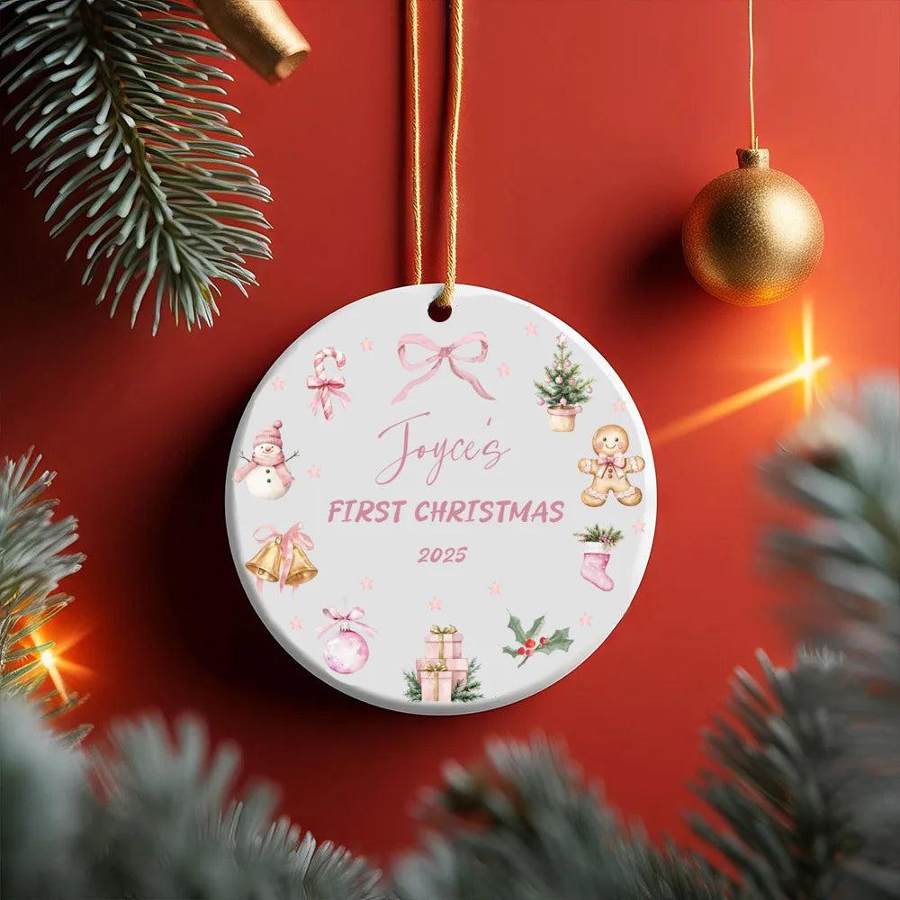 Personalized Baby's First Christmas Ornament Custom Name Gift for Newborn Christmas Tree Decor Photography Accessories