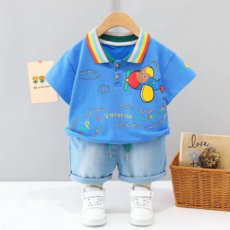 New Summer Baby Girls Clothes Suit Children Boys Fashion T-Shirt Shorts 2Pcs/Sets Toddler Casual Cotton Costume Kids Tracksuits
