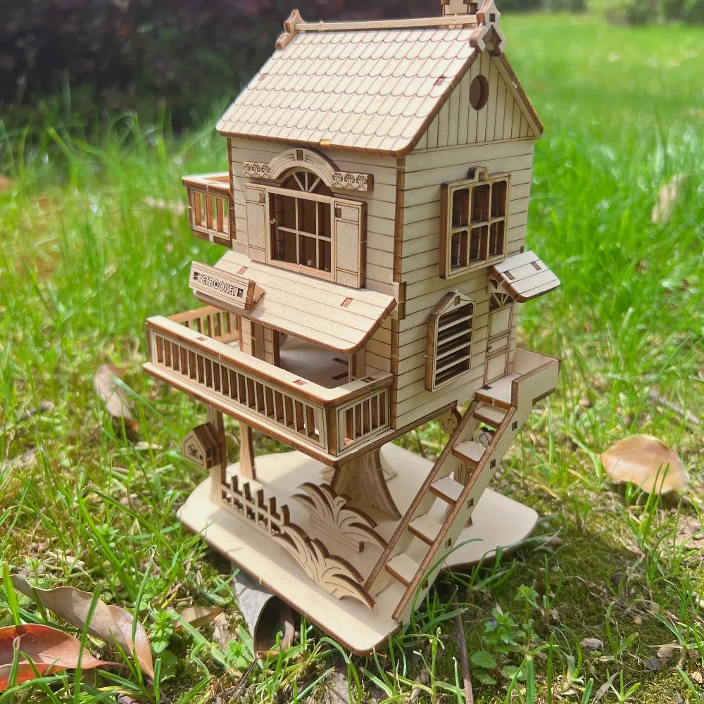3D Jigsaw Puzzle House Treehouse Villa Model Kit DIY Dolls House Building Model Craft Birthday Christmas Gift for Adults Teens