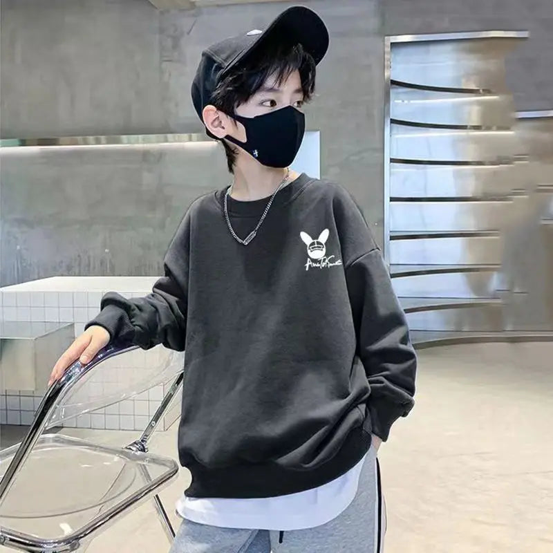 Boys' Mid-Large Size 2025 Spring-Autumn New Layering Stylish Street-Cool Sweatshirt