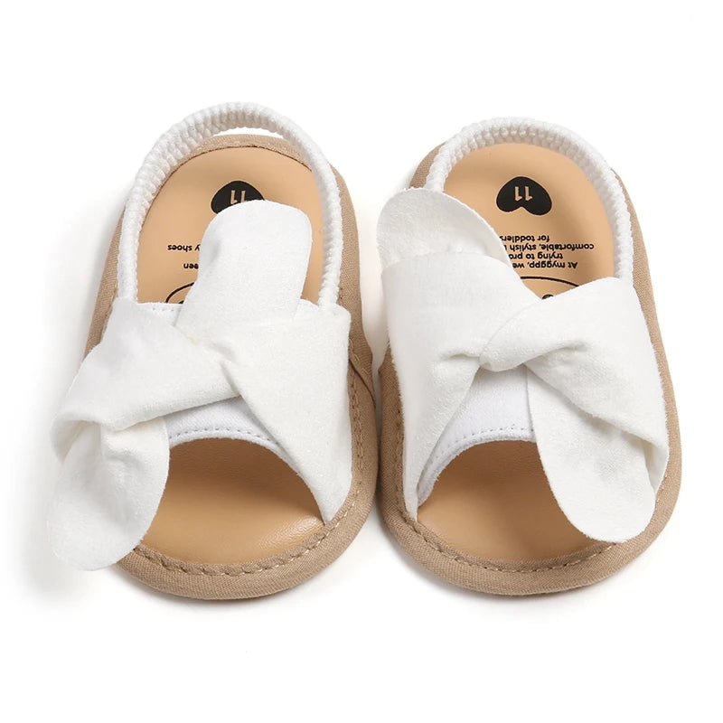 Adorable Baby Girls Sandals with Bowknot Detail Non-Slip Sole Soft Princess Shoes for Beach First Walker Toddler Sandals