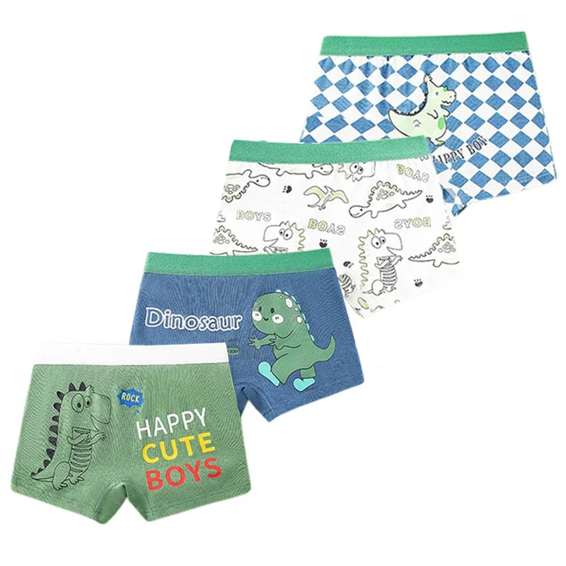 4/8 Pieces Boys Cotton Boxer Briefs Truck Car Graphic Print Kids Boxer Shorts Breathable Comfortable Washable Children Underwear