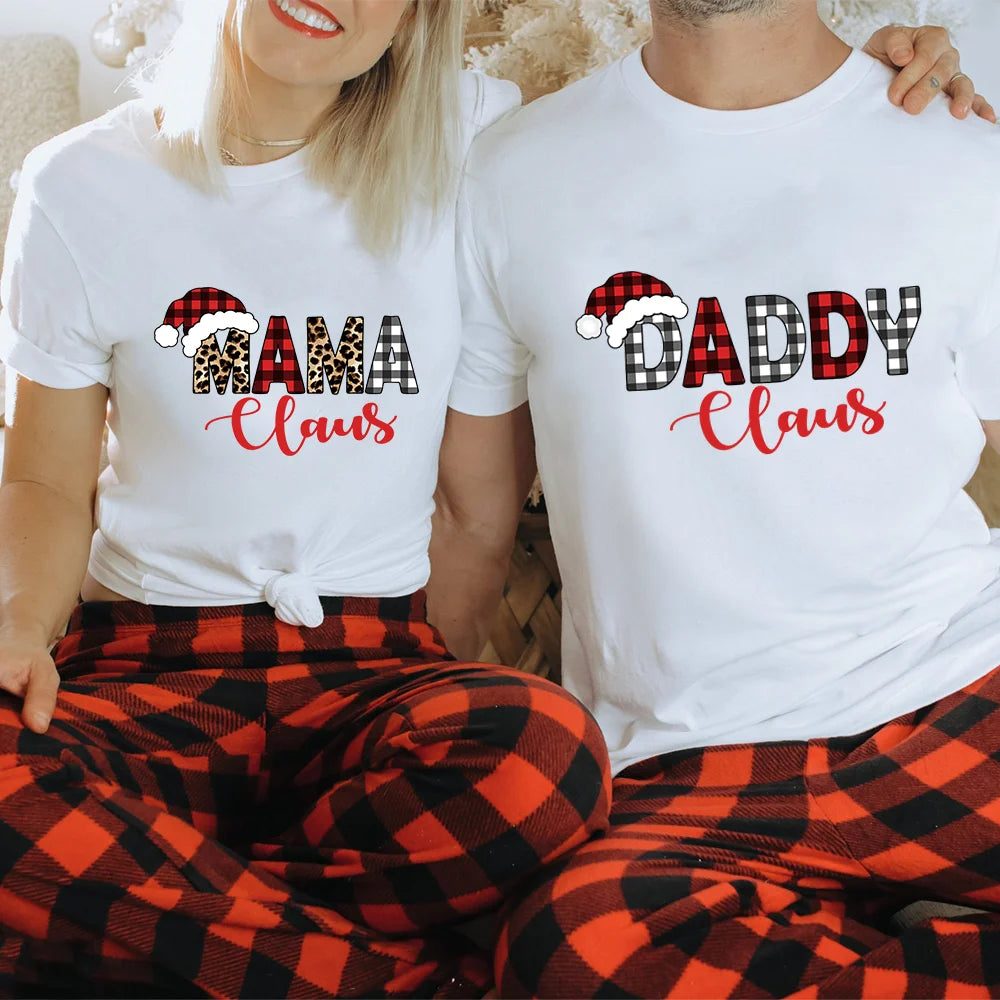 Christmas Family Matching Shirt Dad Mom Bro Sis Matching Casual Short Sleeve Tee Clothes Xmas Holiday Outfits