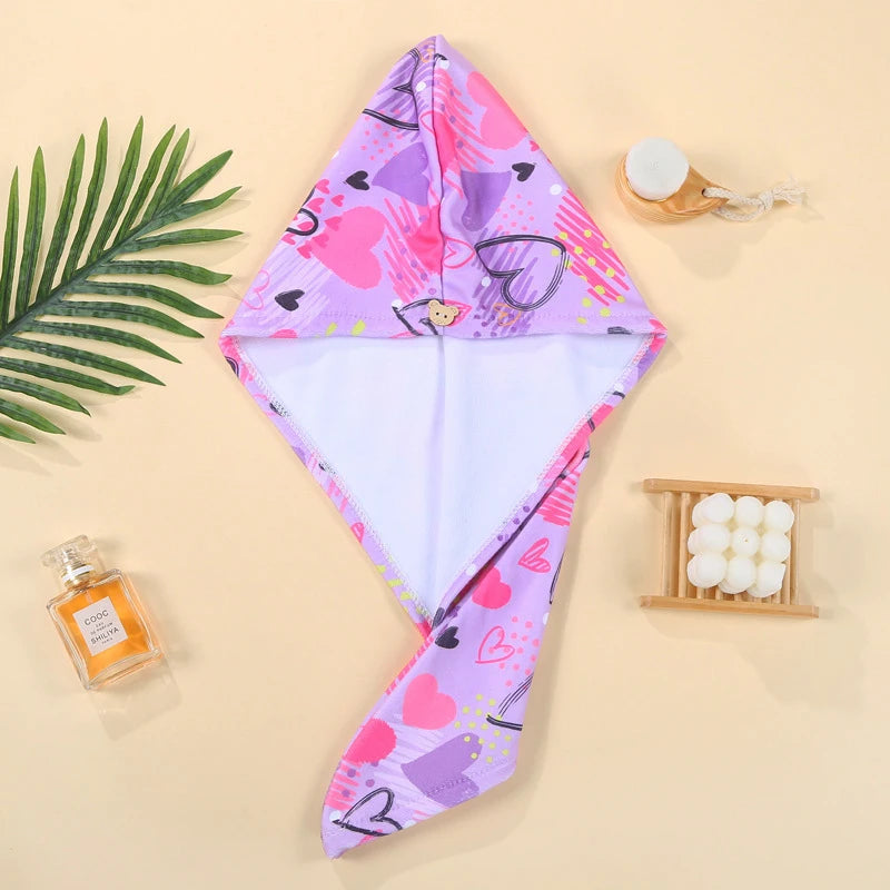 Kid 2-16Year Rapid Dry Hair Towel Microfiber Mermaid Pattern Anti Frizz Dry Hair Bath Cap Towel Quick Teen Girl Beach Shower Cap