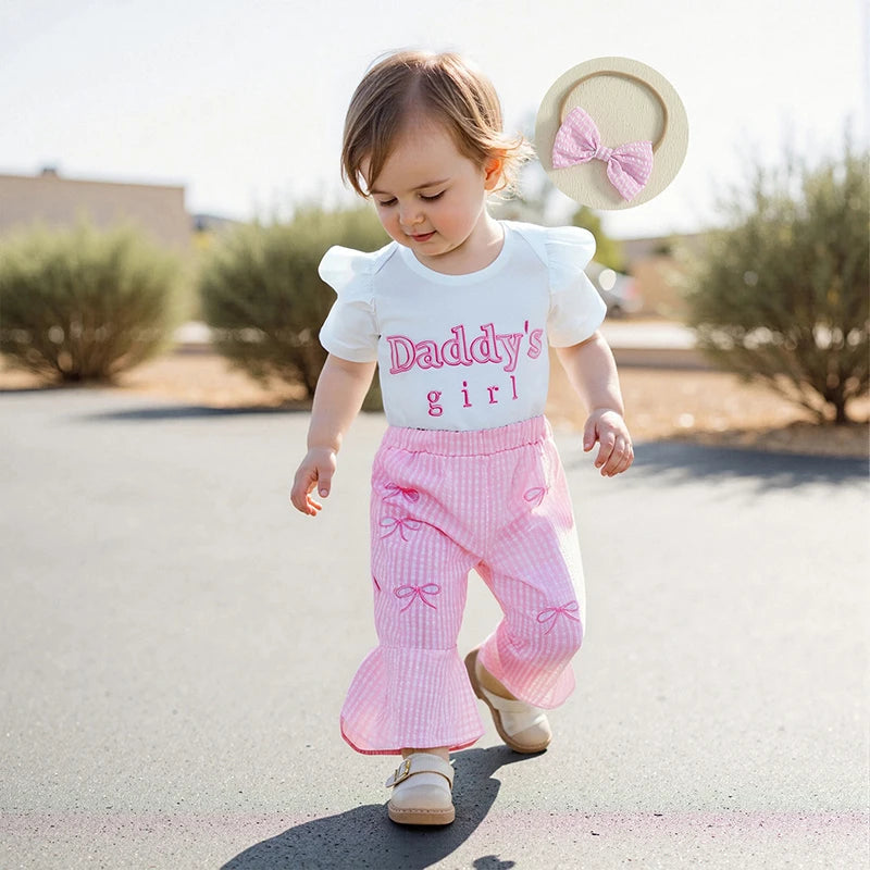 Toddler Girls 2-Piece Outfit Set with Ruffle Sleeve Floral Print Top and Denim Shorts - Summer Fashion Set for Baby Girls