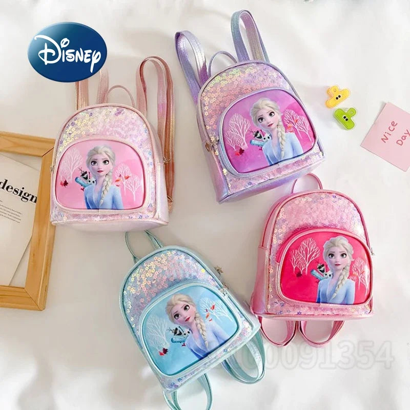 Disney Frozen Girls Backpack Elsa Princess New Girls Backpack Cartoon Cute Sequins Fashion Trend Kindergarten School Bag