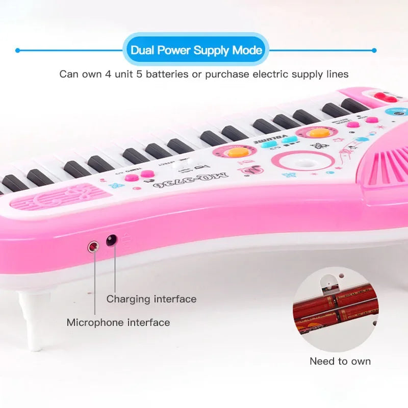 37 Keys Kids Electronic Piano with Microphone Educational Toys Musical Instrument for Kids Toddlers Boys Girls Birthday Gift