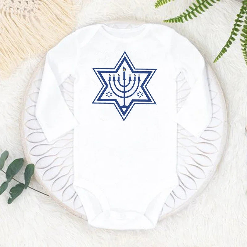 My 1st Hanukkah Chanukah Newborn Bodysuits Happy Hanukkah Baby Rompers Infant Body Long Sleeve Jumpsuit Clothes