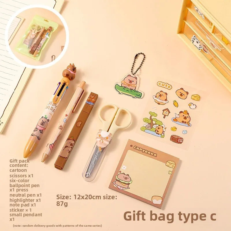 1 Set Wholesale Capybara Stationery Set Primary School Season Gift Learning Stationery Gift Pack Reward Class Prizes