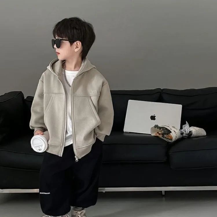 2025 New Boys' Toddler Autumn Spring Stylish Fashionable Hooded Hoodie Jacket - Cute Baby Kids Outerwear Top