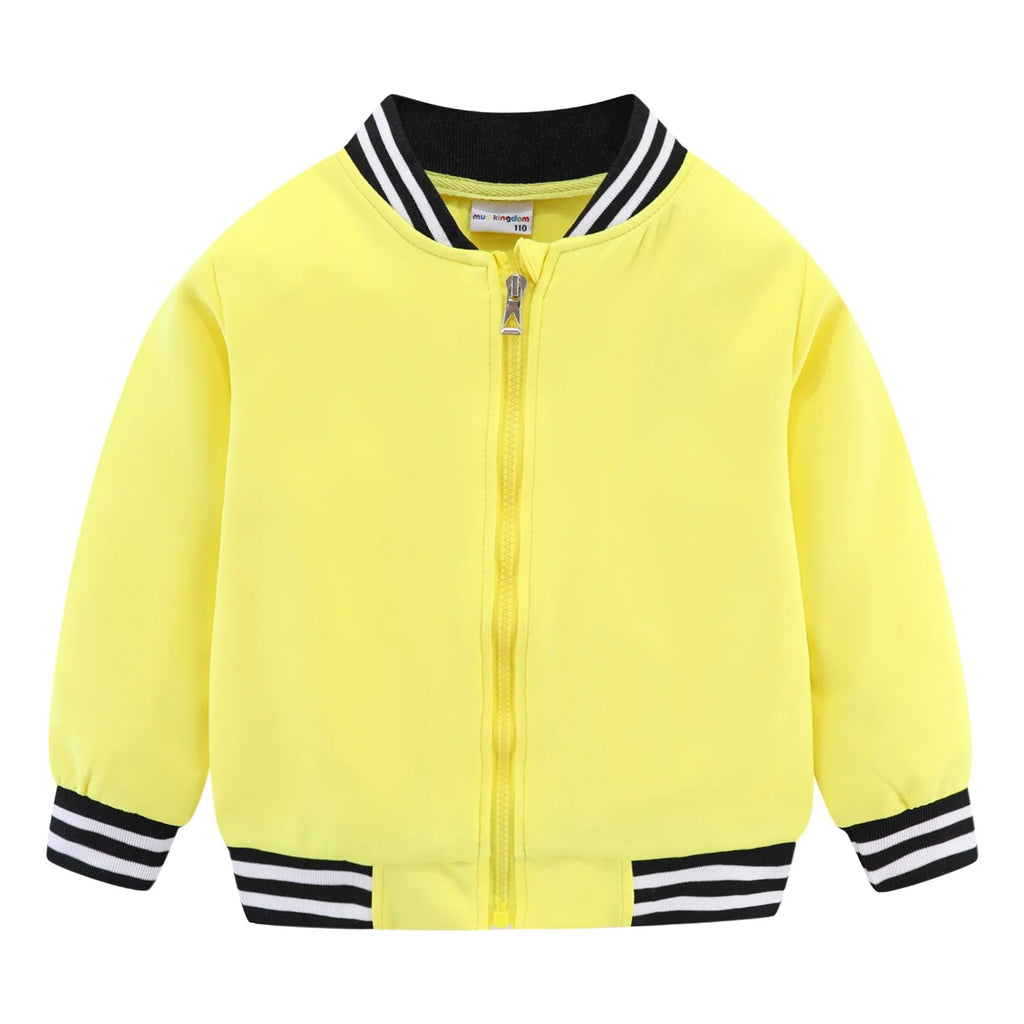 Mudkingdom Autumn Boys Girls Quick Dry Baseball Jacket Zip Up Coat Long Sleeve Casual Clothing for Children Lightweight Outwear