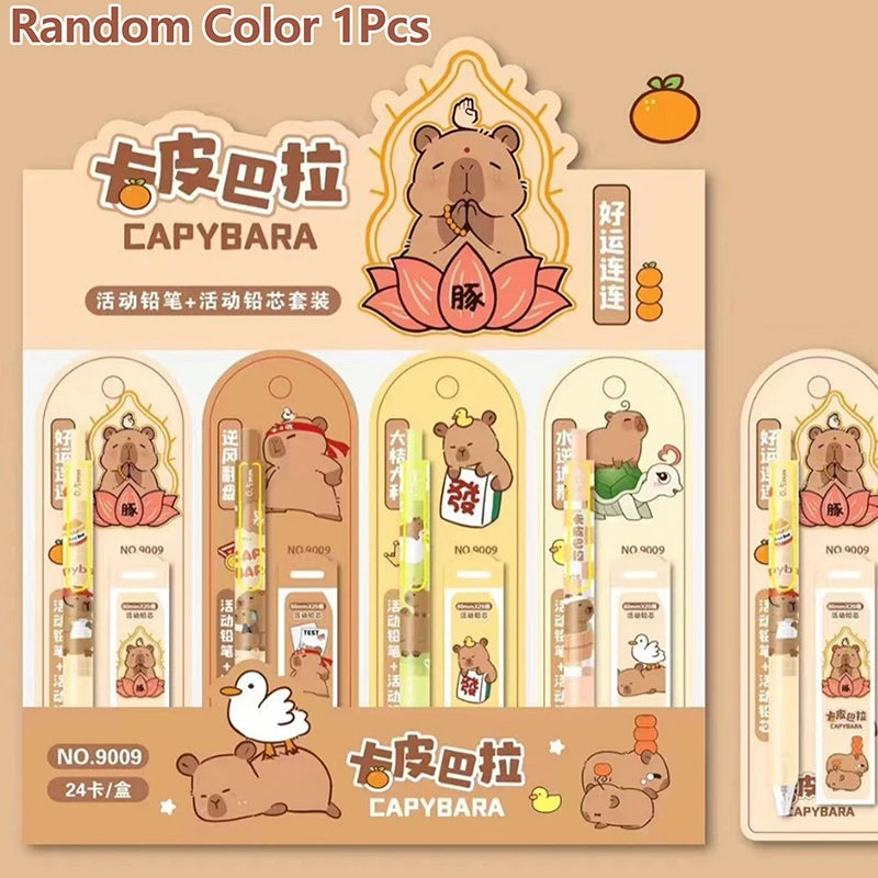 Kawaii Capybara Mechanical Pencil Set 0.5mm For Drawing, Writing, School, Office, Stationery Gift