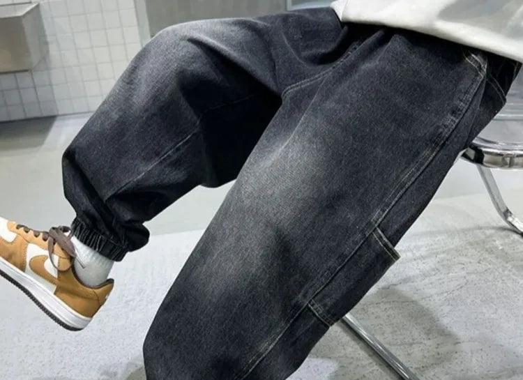 Boys' Fleece-Lined Jeans 2025 New Autumn/Winter Thermal Insulated Trendy Long Pants for Big Tall Kids, Stretchy Fabric Loose Fit