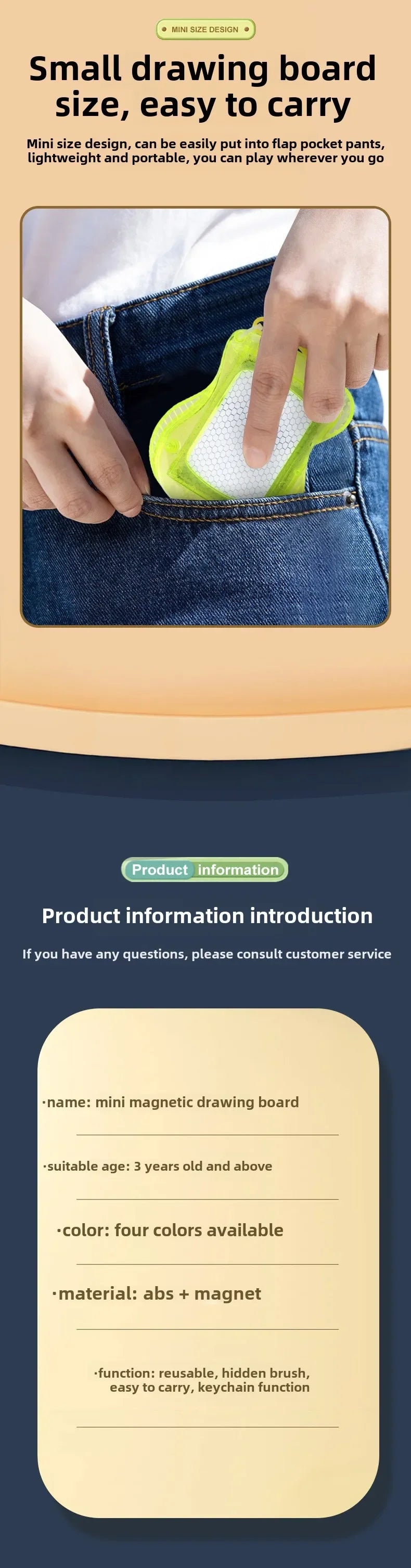 1-10PCS Mini Magnetic Drawing Board Keychain  Doodle Pad with Stylus Portable Toy Erasable Writing Board Educational Kids Gift