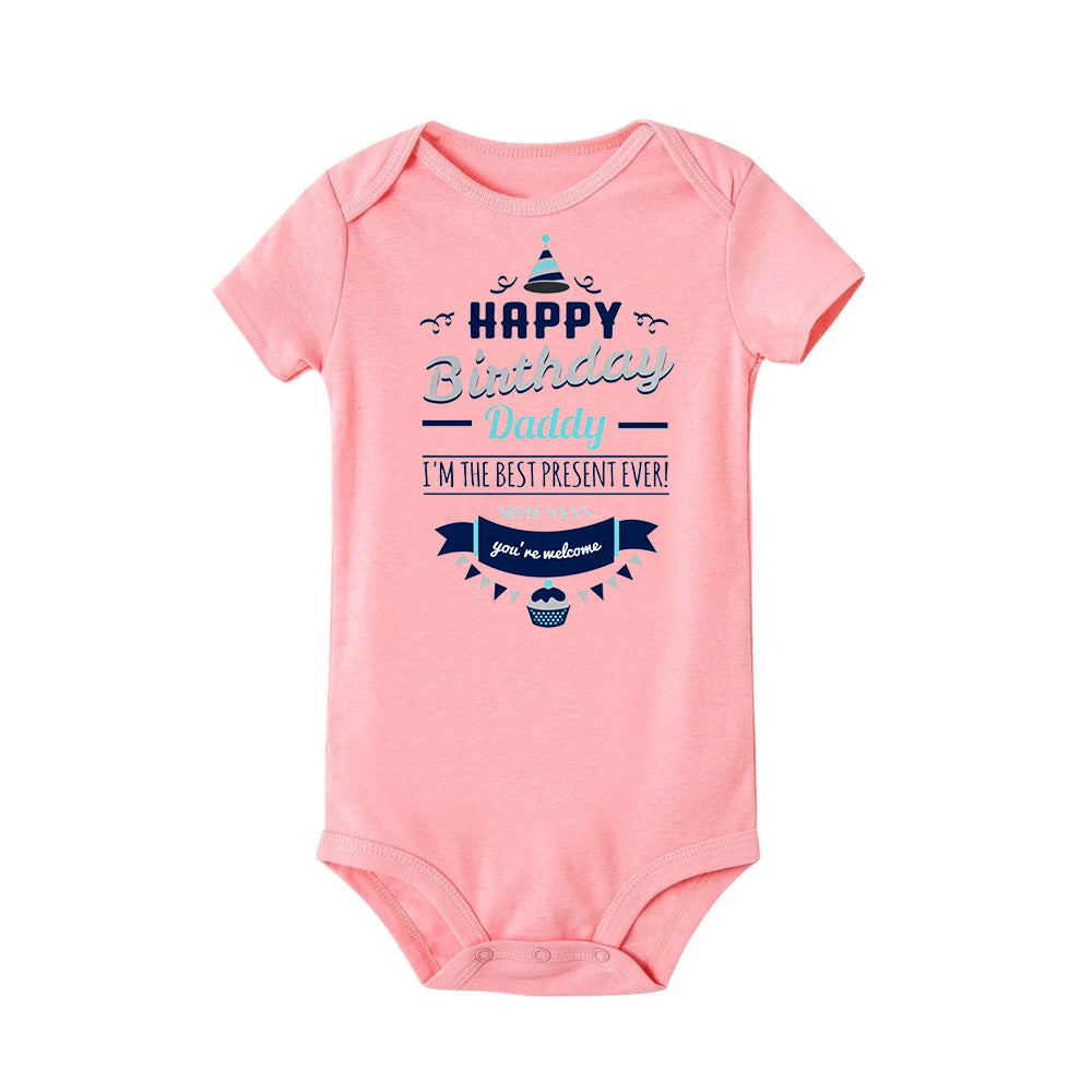 Happy Birthday Daddy Newborn Baby Bodysuit Gender Neutral Baby Stuff Infant Clothes Twins Outfit Romper Father Birthday Present