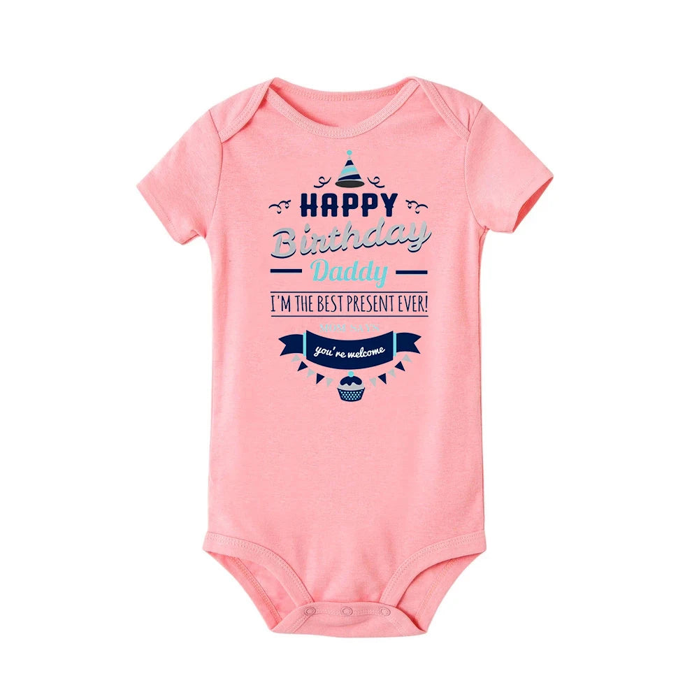 Happy Birthday Daddy Newborn Baby Bodysuit Gender Neutral Baby Stuff Infant Clothes Twins Outfit Romper Father Birthday Present
