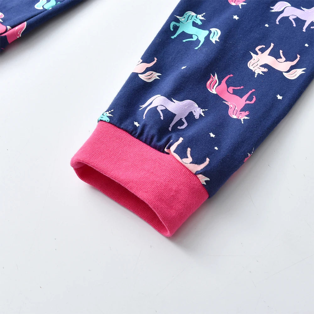DXTON Kid Cartoon Clothes Sets Nighty Pajamas for Autumn Spring Unicorn Print Tees and Pants Suits Pyjamas Kids Pijamas 2 Pcs