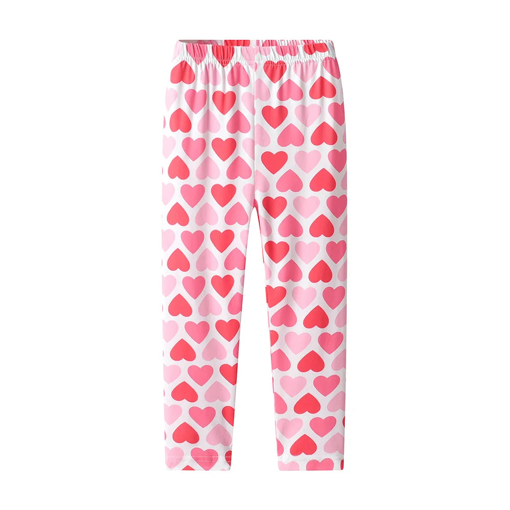 VIKITA Kids Heart Print Stretch Cotton Leggings Soft Comfortable Elastic Waist Cute Casual Cotton Casual Daily Trousers Pants