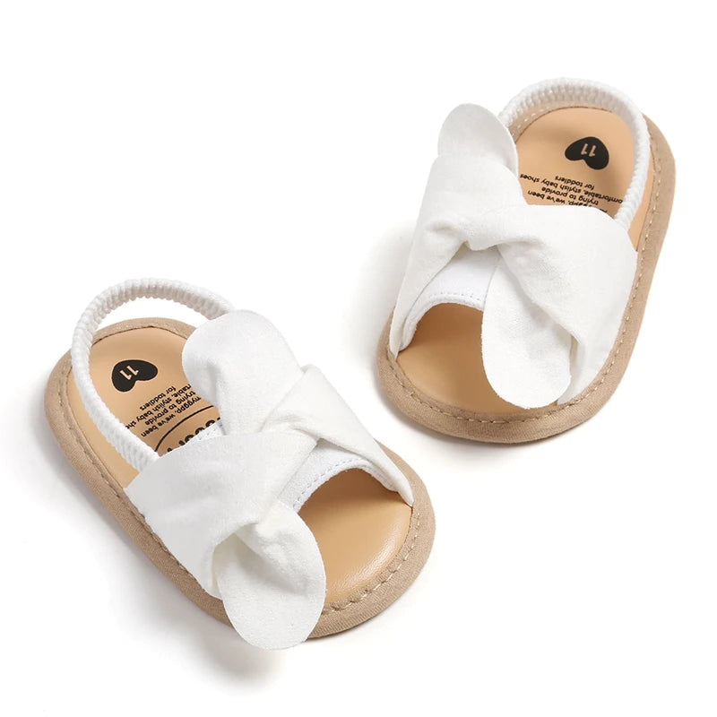 Adorable Baby Girls Sandals with Bowknot Detail Non-Slip Sole Soft Princess Shoes for Beach First Walker Toddler Sandals