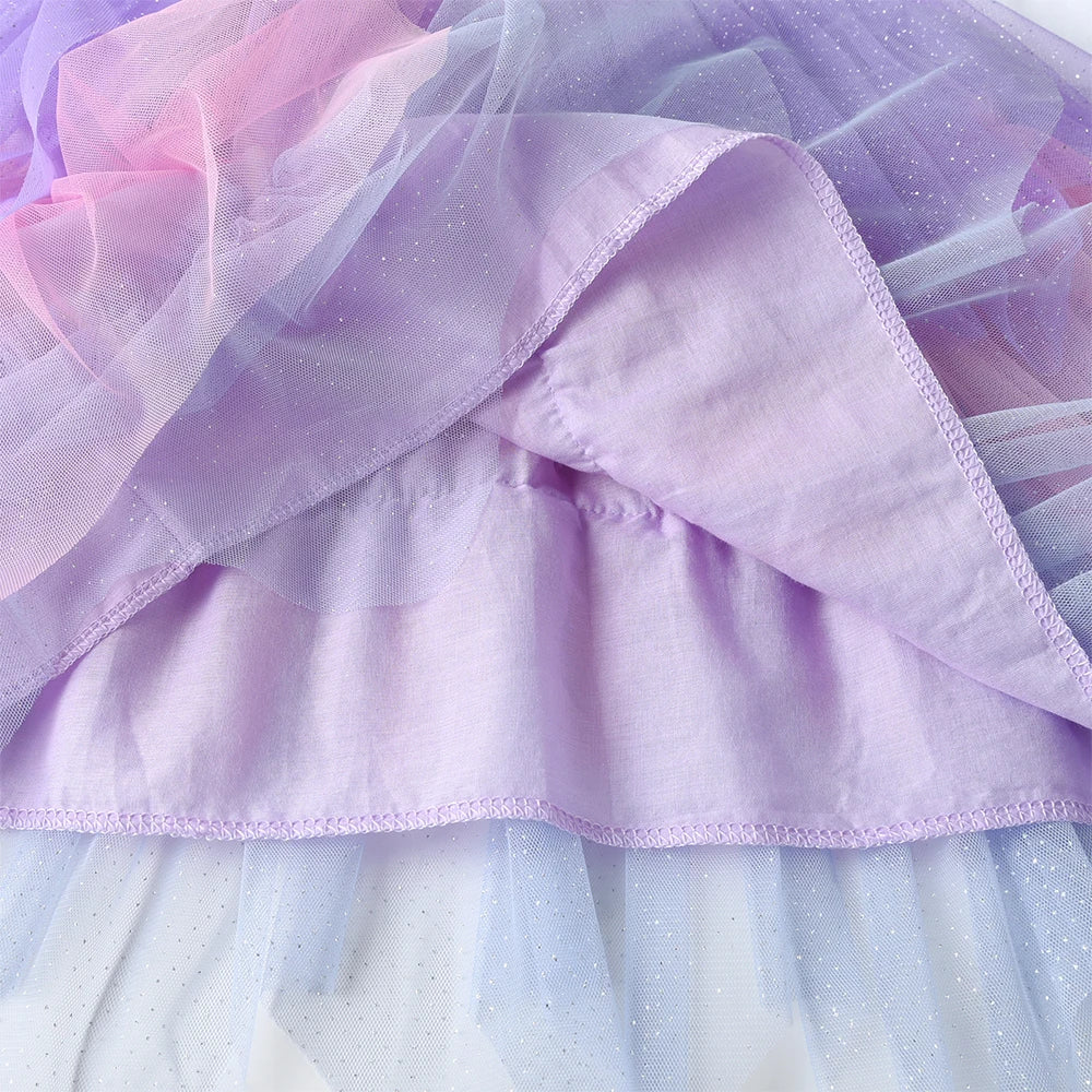 VIKITA Winter Children Dresses Unicorn Kids Princess Tutu Dress Irregular Prom Costume Long Sleeve Birthday Party Girls Clothes