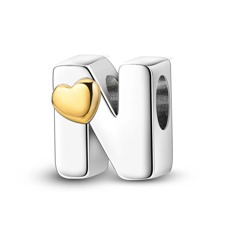 925 Sterling Silver DIY Alphabet Charms Beads LOVE Heart Letter Fit Original Bracelet Bangle Necklace Jewelry Marking Gift