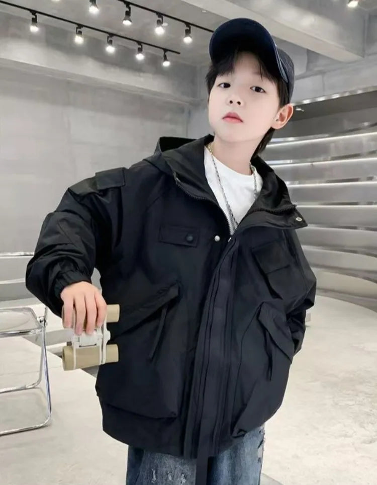 2025 New Boys Windbreaker Jacket Spring Autumn Waterproof Windproof Youth Unisex Stylish Outdoor Jacket for Kids
