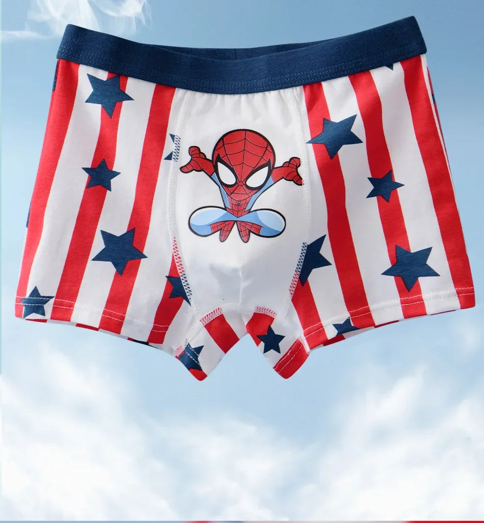 4pcs Marvel Children Underwear Spiderman Figures Briefs Kids Cotton Underwear Avengers Cartoon Print Soft Baby Boy Underpants