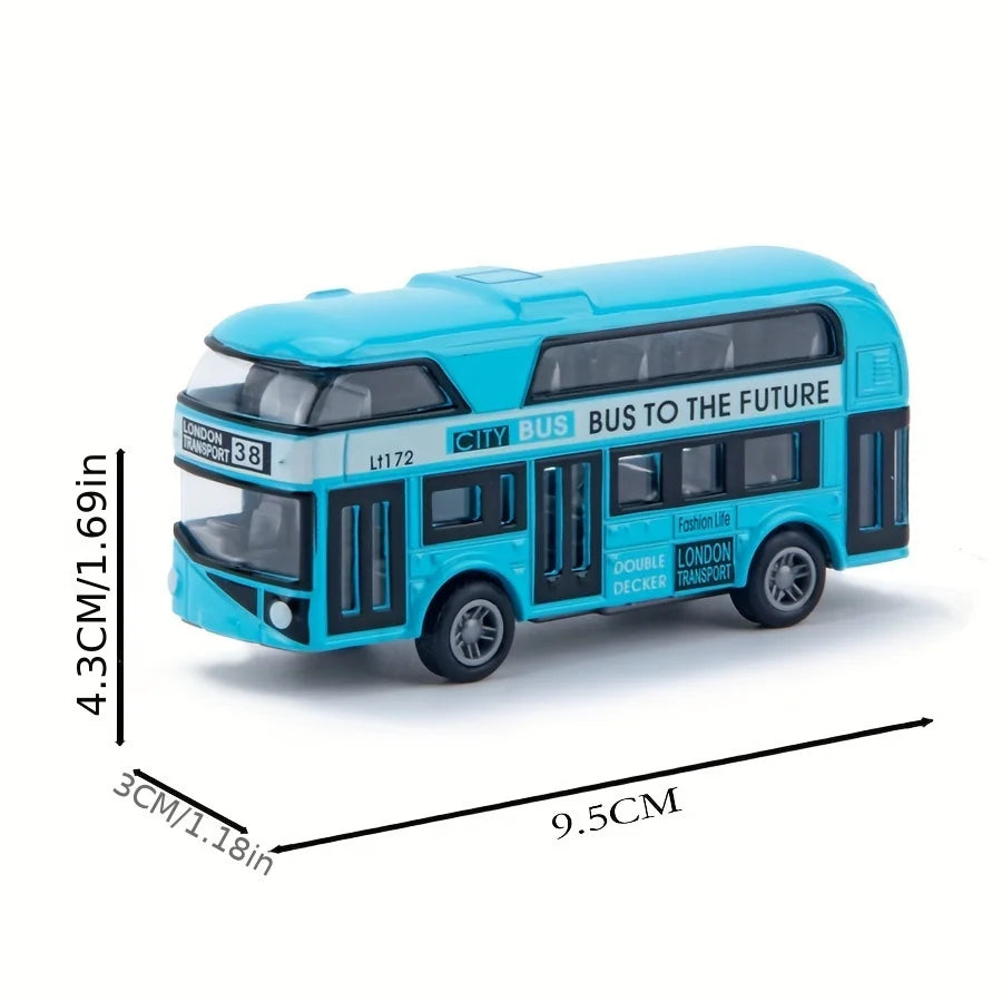 City Bus Sightseeing Double Decker Bus Model Pull Back VehiclesToy Die Cast Pull Back Vehicles Mini Tourist Model Car for Boys