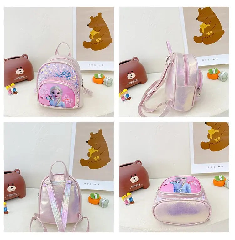 Disney Frozen Girls Backpack Elsa Princess New Girls Backpack Cartoon Cute Sequins Fashion Trend Kindergarten School Bag