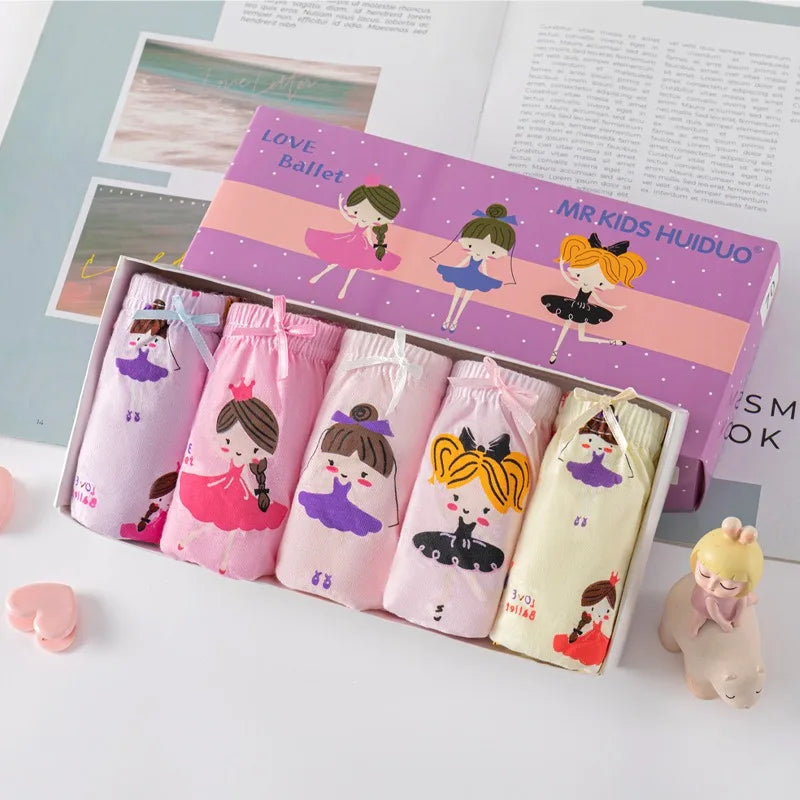 4Pcs/Set Little Girls' Cotton Panties Baby Toddler Soft Underwear softness Cute Pattern Kids Briefs Multipack