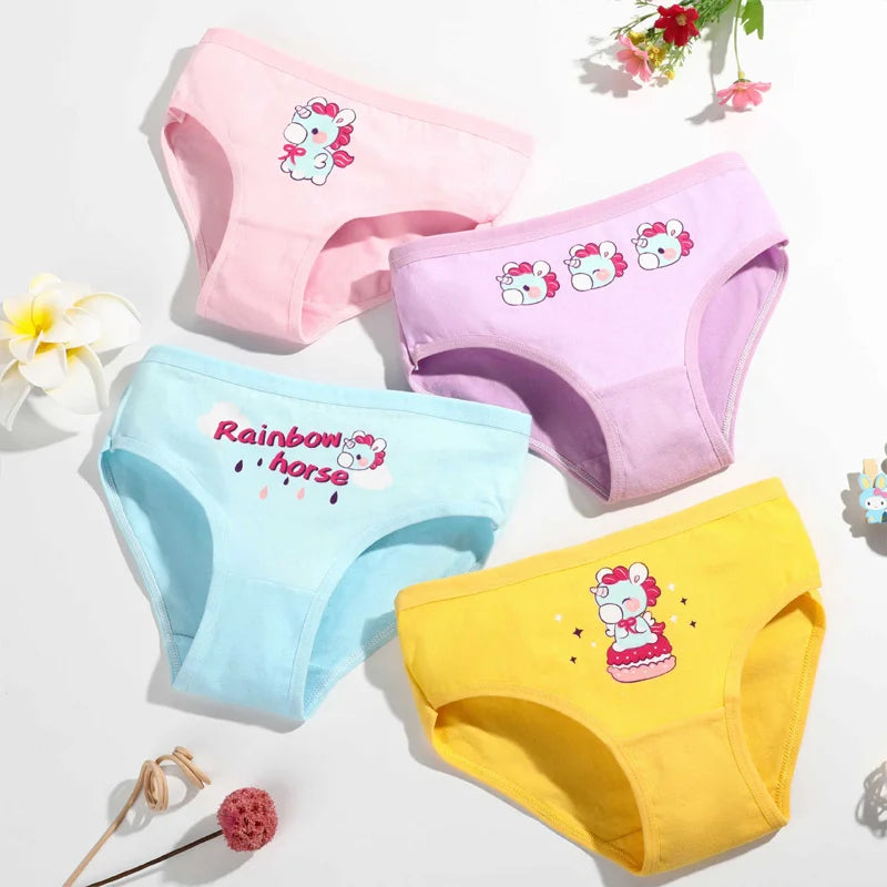 1/4/8/12 Pcs/Pack Children Girls Panties Underwear Sets Cotton Cartoon Unicorn Print Child Panties for Girl Kid Boxer Breathable