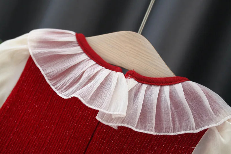 Autumn And Winter New Thickened And Warm Baby Girl Dress, Sweet Red Children'S Clothing For Christmas Parties (9 Month-3 Years)